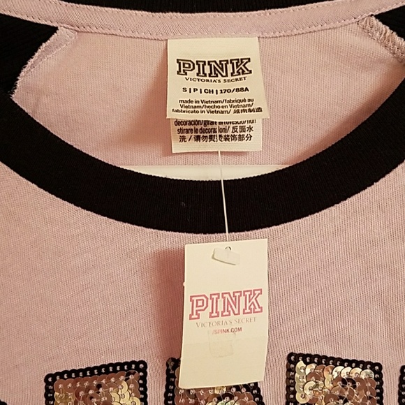 NWT Victoria's Secret PINK Bling Long Sleeve Top - Picture 4 of 6